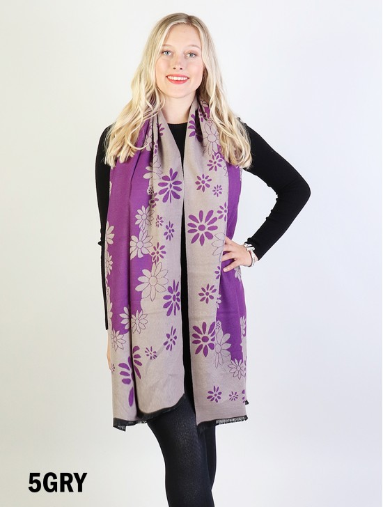 Reversible Floral Patterned Cashmere Feeling Scarf